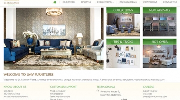 Website layout for interiors and furnitures